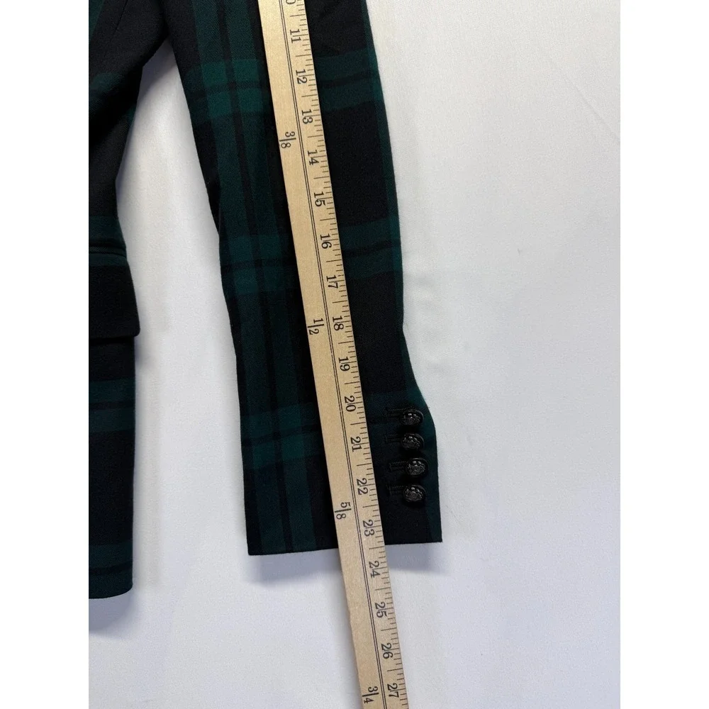 Antonio Melani‎ Blazer Jacket Womens 4 Green Black Plaid Double Breasted Formal